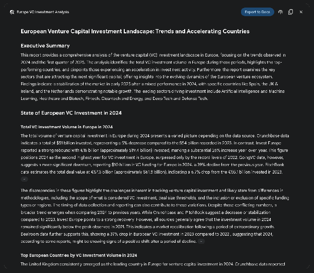 图 3：Google 深度研究智能体生成的最终输出，分析通过 Google 搜索工具获取的来源。